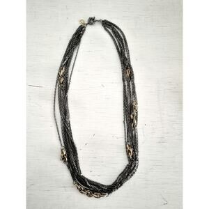 J. Crew Charcoal and Brass Multi-strand Chain Necklace